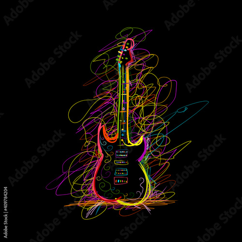 Art sketch of guitar design