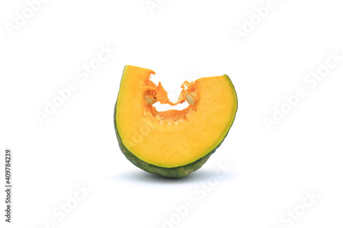 Pumpkin sliced on white isolated background with clipping path