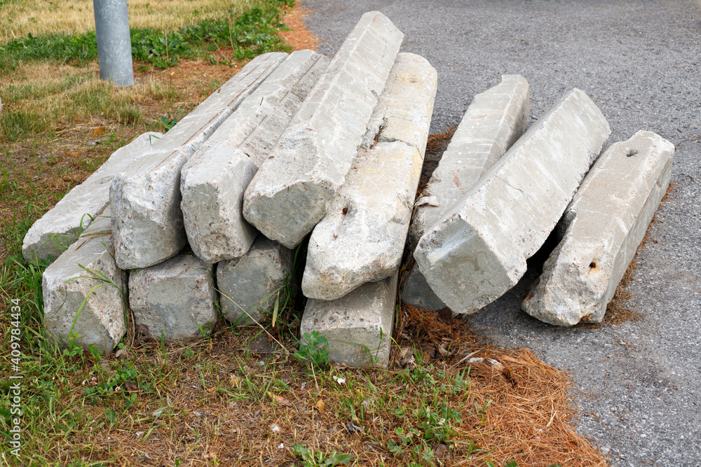 Reinforced concrete poles on the ground Reinforced concrete poles on the ground