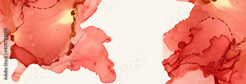 Alcohol ink vector texture banner. Fluid ink abstract background.