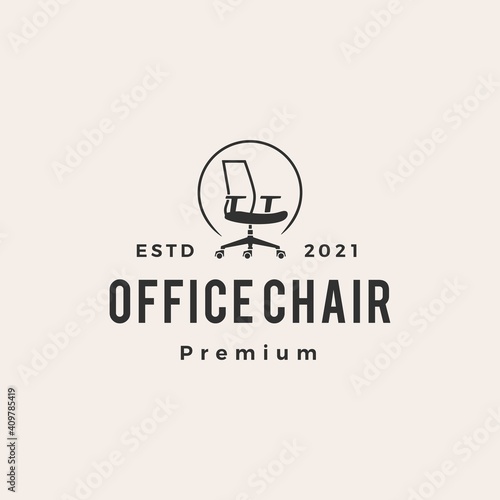 office chair hipster vintage logo vector icon illustration