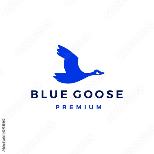 flying blue goose logo vector icon illustration