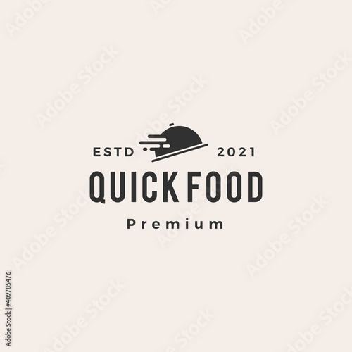 quick food fast delivery hipster vintage logo vector icon illustration