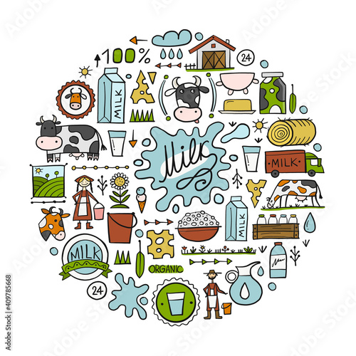 Milk farm, Art Background for your design