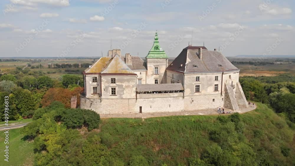 Old castle - Olesko Castle. Ukraine. Aerial drone shot Old castle - Olesko Castle. Ukraine. Aerial drone shot