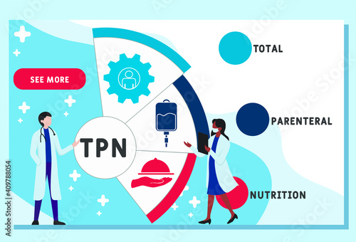 Vector website design template . TPN - Total Parenteral Nutrition acronym. medical concept background. illustration for website banner, marketing materials, business presentation, online advertising. 