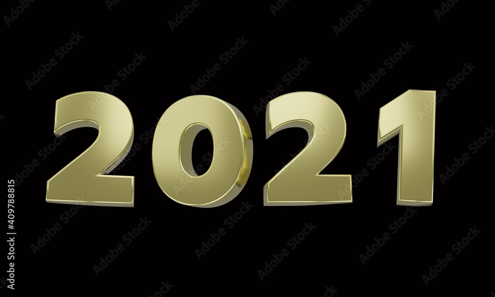 New Year graphic. Shiny golden 2021 on black background. for advertising. 3D rendering. New Year graphic. Shiny golden 2021 on black background. for advertising. 3D rendering.