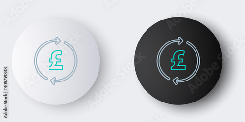 Line Coin money with pound sterling symbol icon isolated on grey background. Banking currency sign. Cash symbol. Colorful outline concept. Vector.