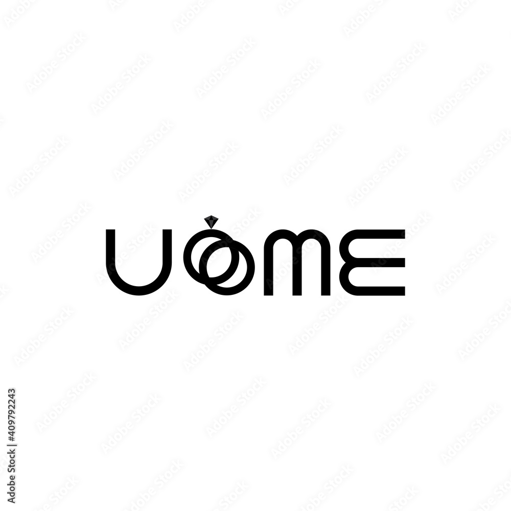 YOU and ME letter with diamond couple ring logo design vector YOU and ME letter with diamond couple ring logo design vector