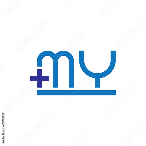Fototapeta Naklejka Na Ścianę i Meble -  MY Plus medical service logo design vector