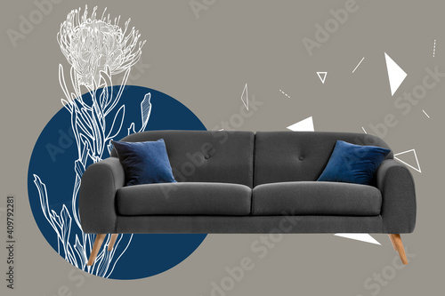 Modern sofa on white backgr...