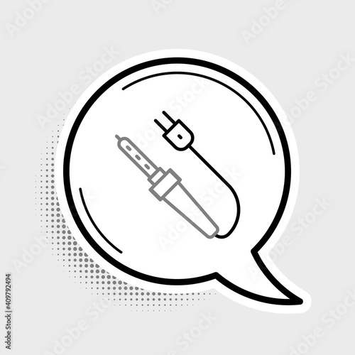 Line Soldering iron icon isolated on grey background. Colorful outline concept. Vector.