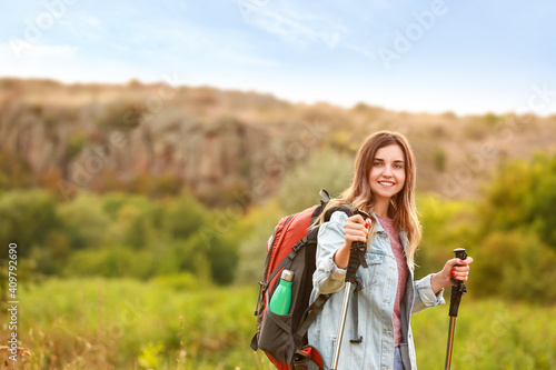 Young female tourist in cou...