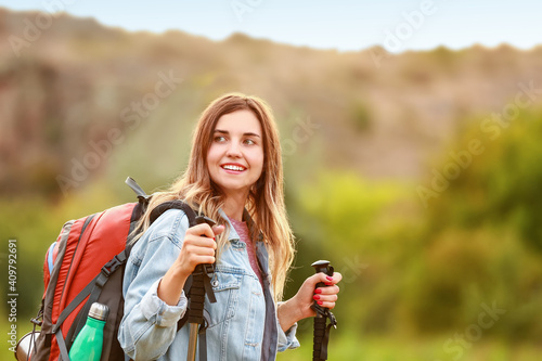 Young female tourist in cou...