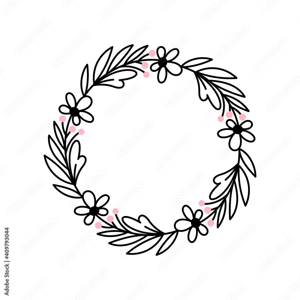 Round frame with flowers Round frame with flowers