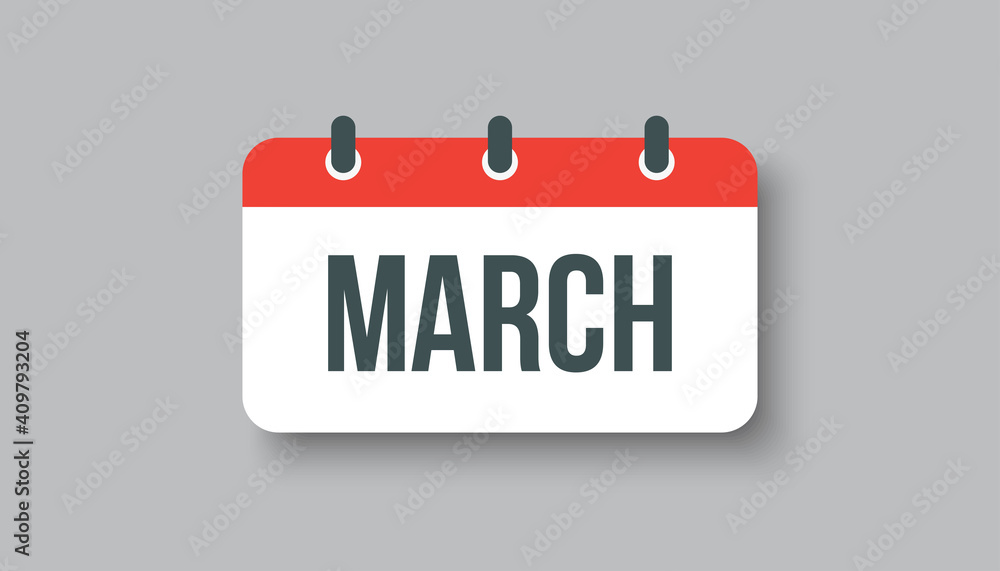 Vector icon page square calendar, month March Vector icon page square calendar, month March
