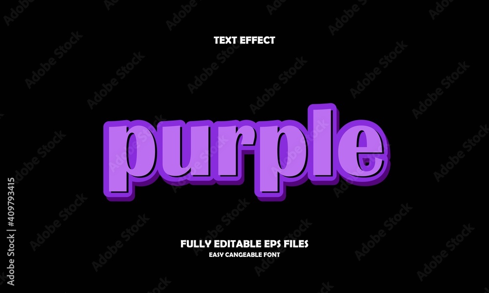 Editable text effect purple title style