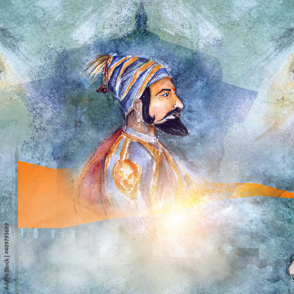 Watercolor painting and digital art of The Great Maratha Warrior Chhatrapati Shivaji Maharaj, Maharashtra, India. Watercolor painting and digital art of The Great Maratha Warrior Chhatrapati Shivaji Maharaj, Maharashtra, India.