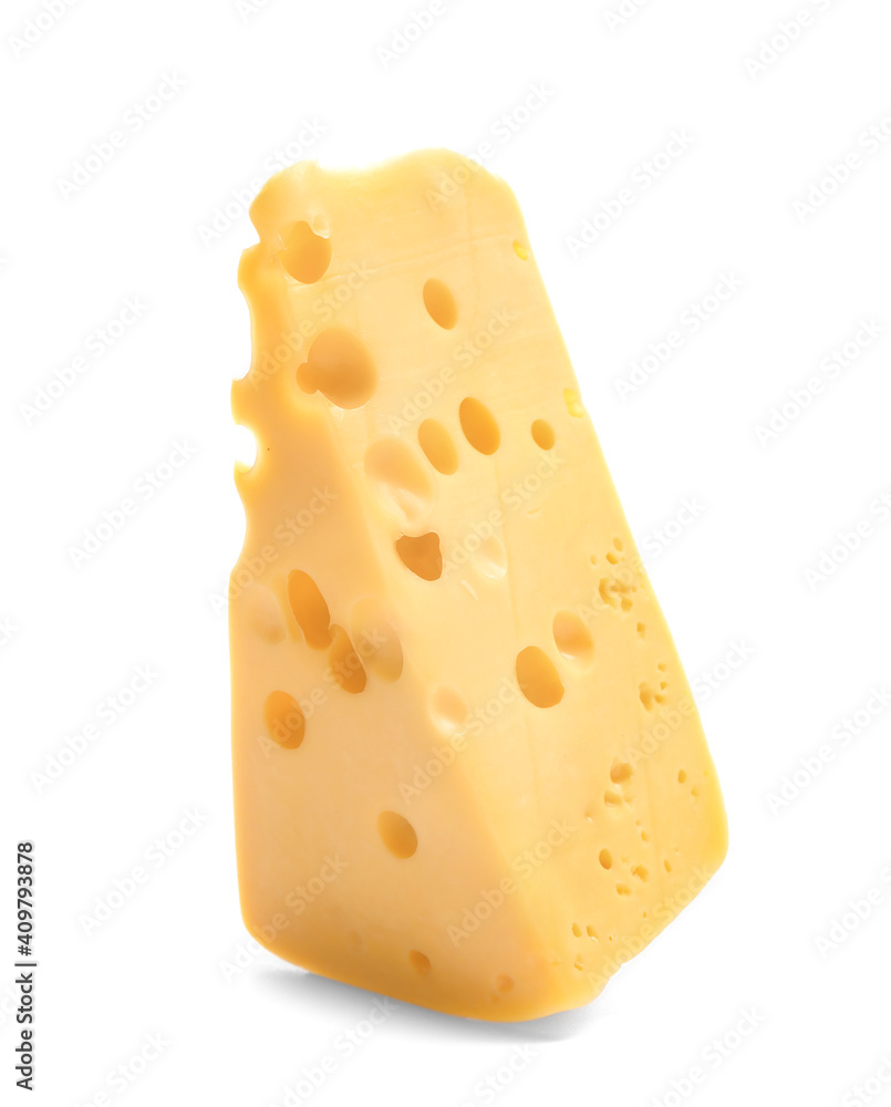 Piece of tasty cheese on white background Piece of tasty cheese on white background