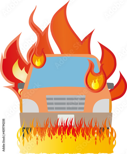 燃え盛る火事の車