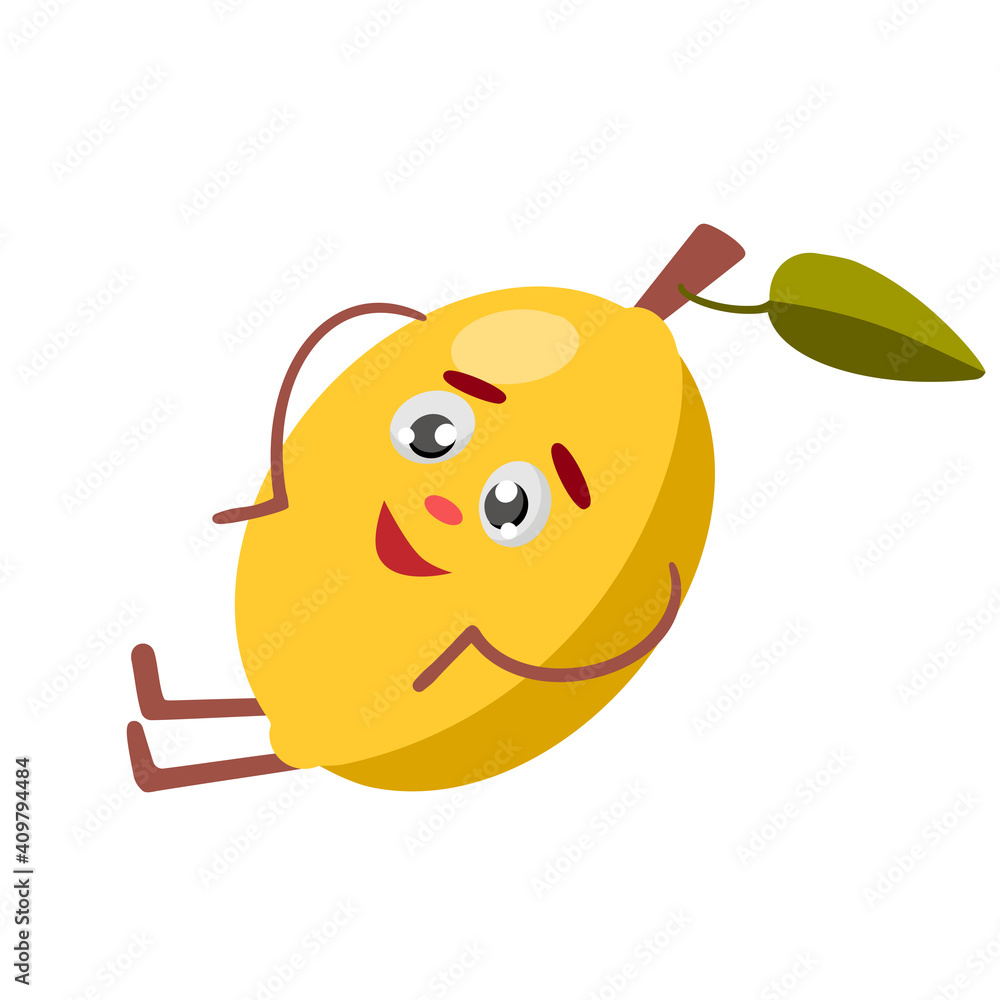 Cute and funny yellow lemon character in comic style looking up, cartoon vector illustration isolated on white background Cute and funny yellow lemon character in comic style looking up, cartoon vector illustration isolated on white background