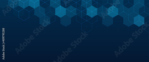 Abstract technology background with hexagons shape pattern. Concepts of healthcare technology, health, science and innovation medicine
