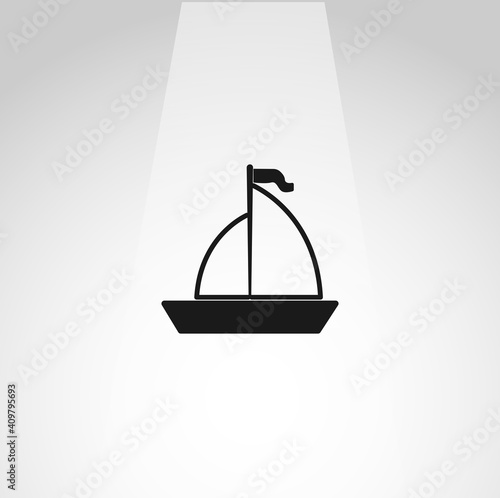 sailing vector icon, boat with sail simple isolated icon