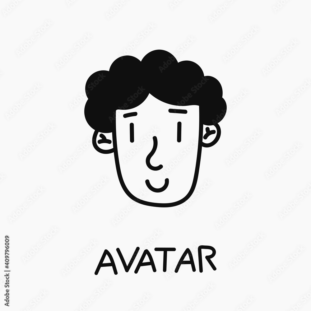 Hand drawn black and white man doodle avatar. Happy boy face for lable. Male portrait for social media and website. Person avatar in isolation on white background, profile icon Hand drawn black and white man doodle avatar. Happy boy face for lable. Male portrait for social media and website. Person avatar in isolation on white background, profile icon