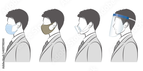 ビジネスマンのイラスト. ウイルスの感染対策.