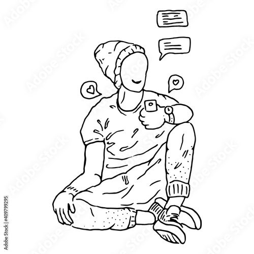 Blogger making video for blog or vlog review. Influencer. Man video blogger and camera. Vector flat illustration.