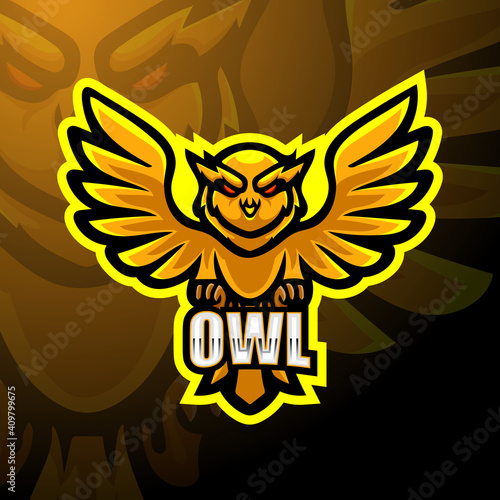 Owl mascot esport logo design