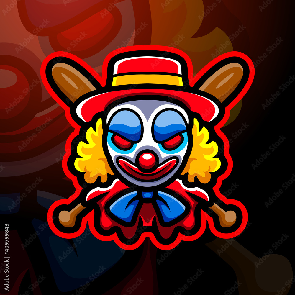 Fototapeta premium Clown head mascot esport logo design