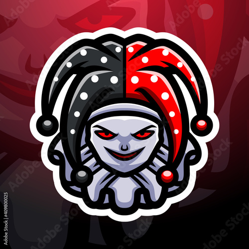 Jester head mascot esport logo design