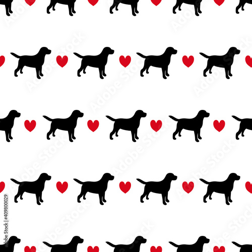 Silhouette of a dog. Vector illustration. Seamless pattern.