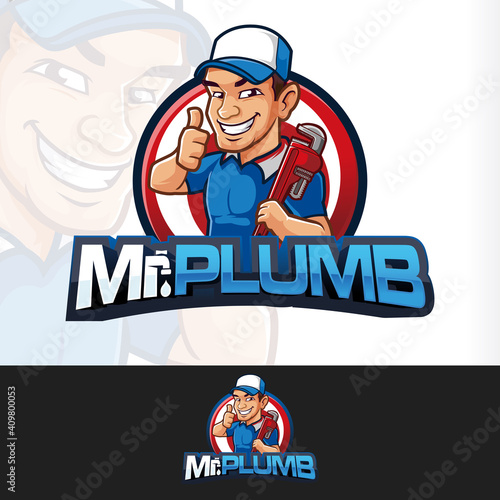 Drop Plumb Plumbing Mascot Logo