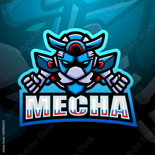 Mecha mascot esport logo design