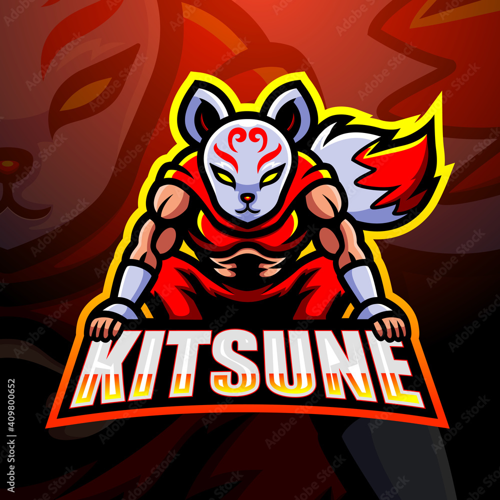 Kitsune ninja mascot esport logo design Kitsune ninja mascot esport logo design