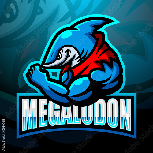Megalodon mascot esport logo design