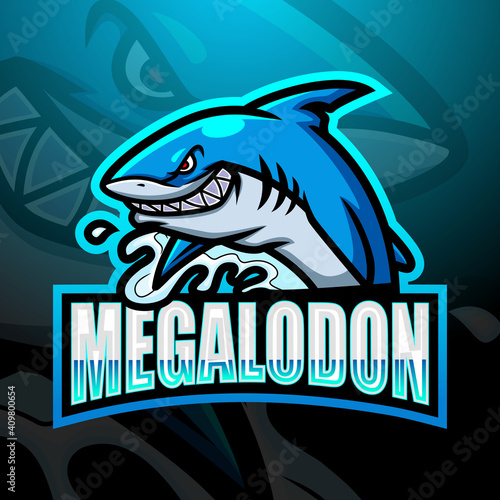 Megalodon mascot esport logo design