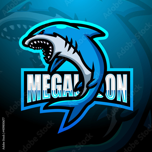 Megalodon mascot esport logo design