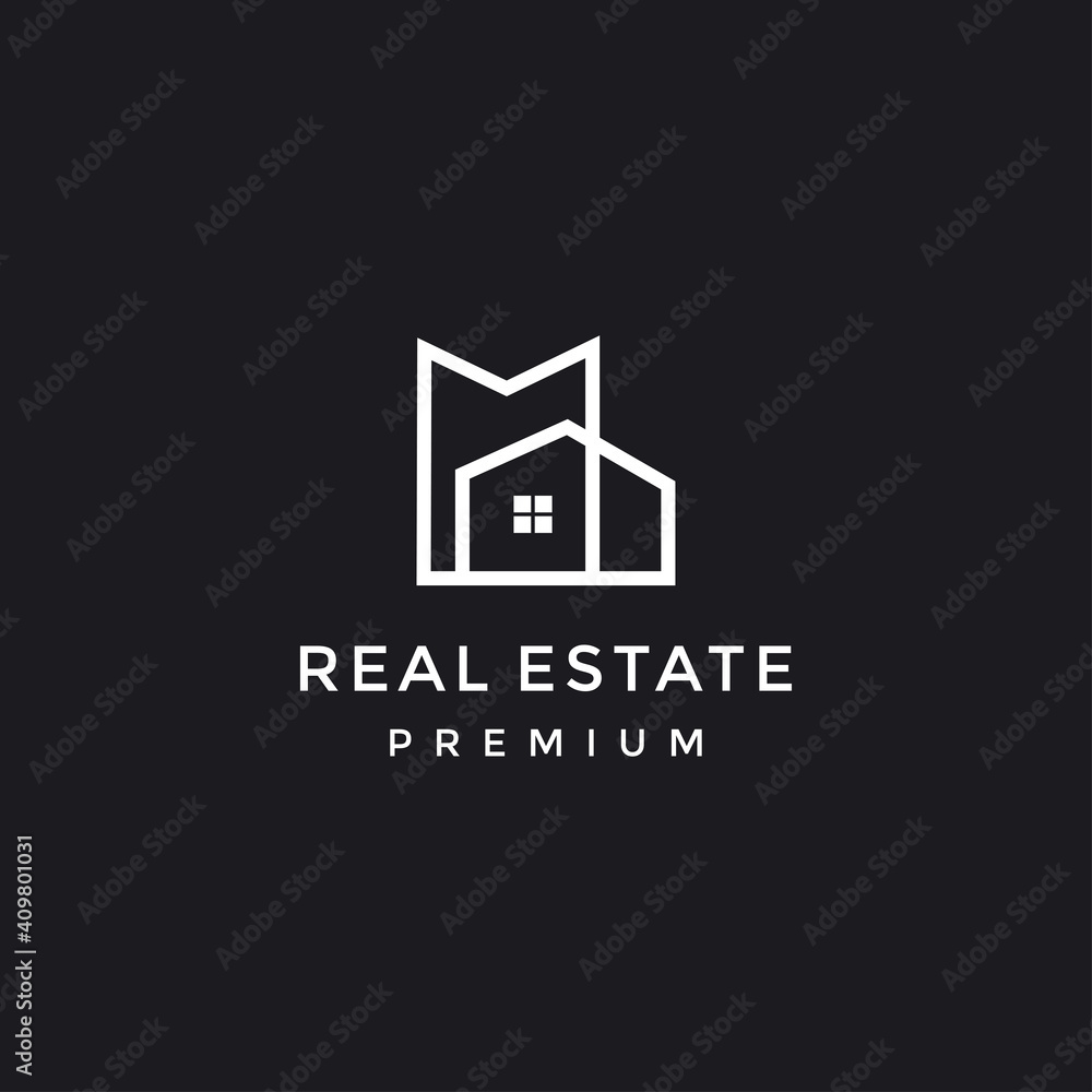 Real Estate Line Logo in black bacround