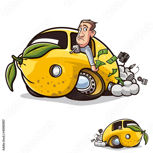 Lemon Car Broken Car Sad Cartoon photo