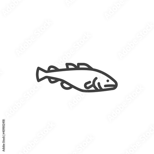 Atlantic cod fish line icon. linear style sign for mobile concept and web design. Big cod fish outline vector icon. Symbol, logo illustration. Vector graphics