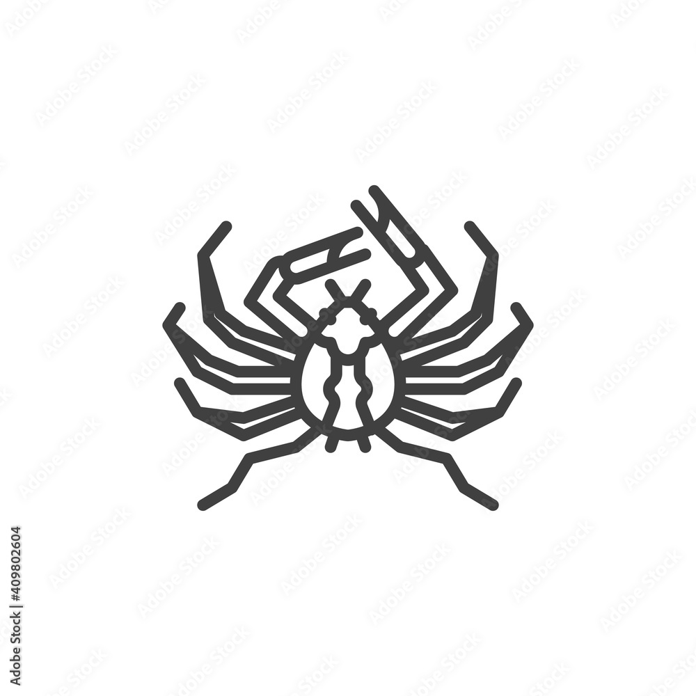 Giant spider crab line icon. linear style sign for mobile concept and web design. Japanese spider crab outline vector icon. Symbol, logo illustration. Vector graphics Giant spider crab line icon. linear style sign for mobile concept and web design. Japanese spider crab outline vector icon. Symbol, logo illustration. Vector graphics