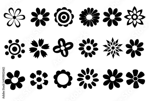 Fototapeta Naklejka Na Ścianę i Meble -  silhouettes of simple vector flowers
