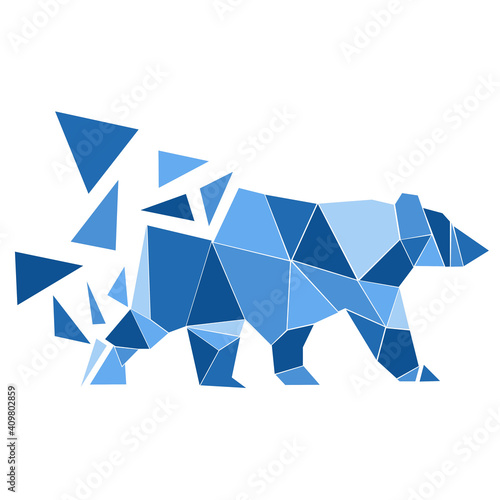 Blue bear graphic triangles illustration
