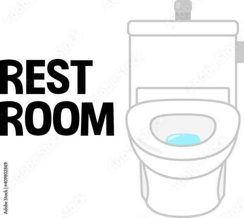 洋式トイレのイラストと「REST ROOM」の文字