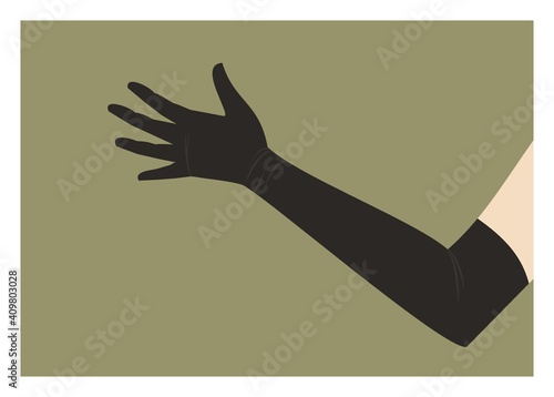 Long black gloves. Simple flat illustration