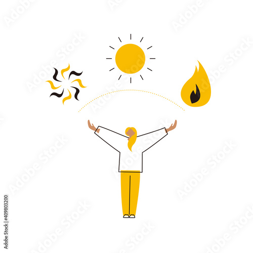 SDGs: Goal 7. Image illustration of 'AFFORDABLE AND CLEAN ENERGY'.  Vector illustration on white background.