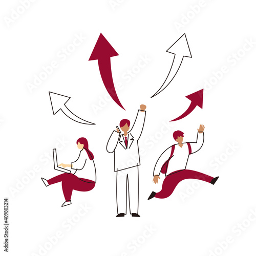 SDGs: Goal 8. Image illustration of 'DECENT WORK AND ECONOMIC GROWTH'.  Vector illustration on white background.